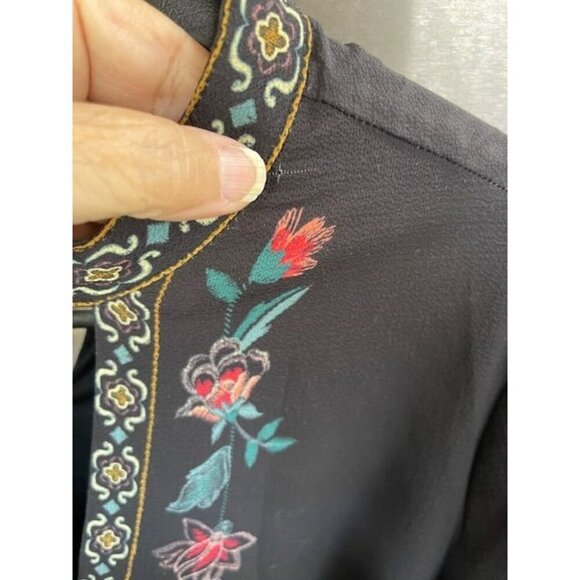 Flying Tomato Floral Embroidered Bell Sleeve Tunic Mini Dress Women's M - Picture 10 of 16